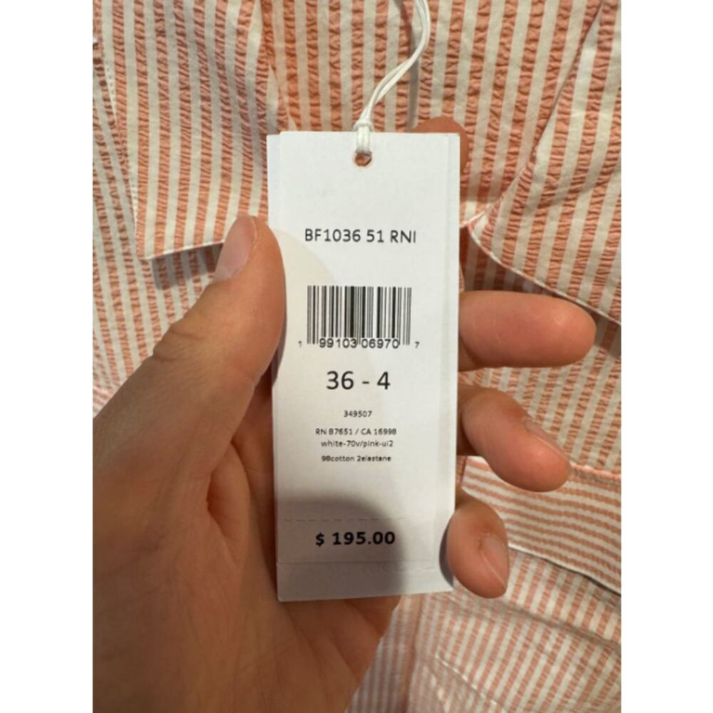 Lacoste Set - Striped Seersucker Jacket with Seersucker Wrap Skirt size 36 US 4 - Picture 11 of 12